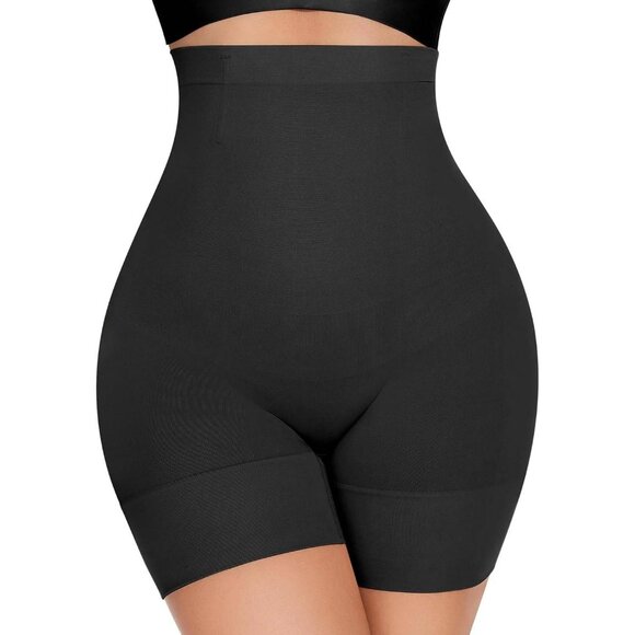 High-Waist Tummy Control Shapewear Shorts for Women Black Large - Picture 1 of 6